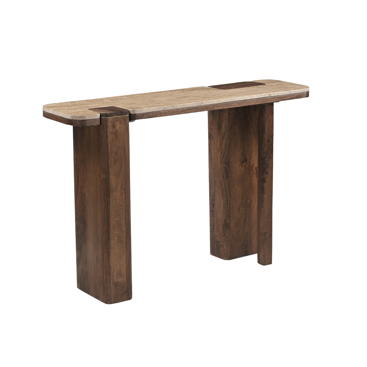 Console en bois de manguier et travertin Carola