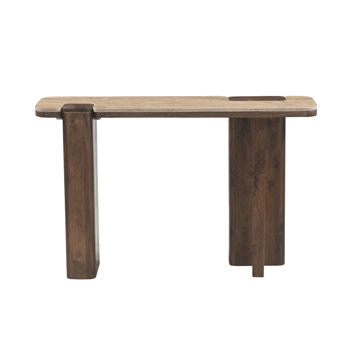 Console en bois de manguier et travertin Carola