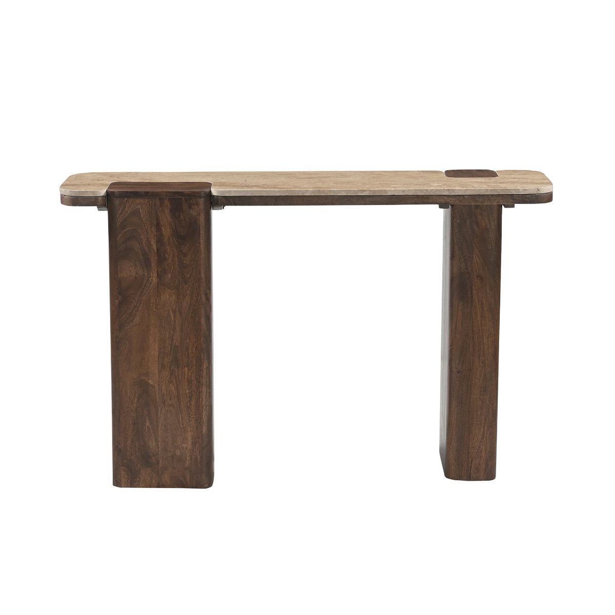 Console en bois de manguier et travertin Carola