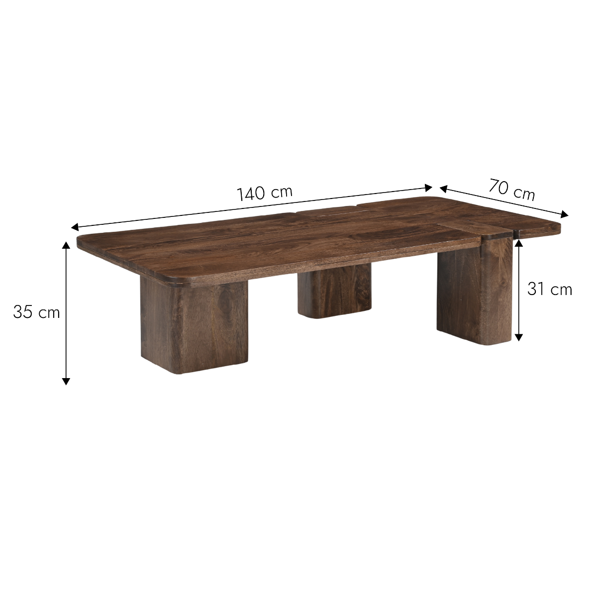 Table basse en bois de manguier Romane