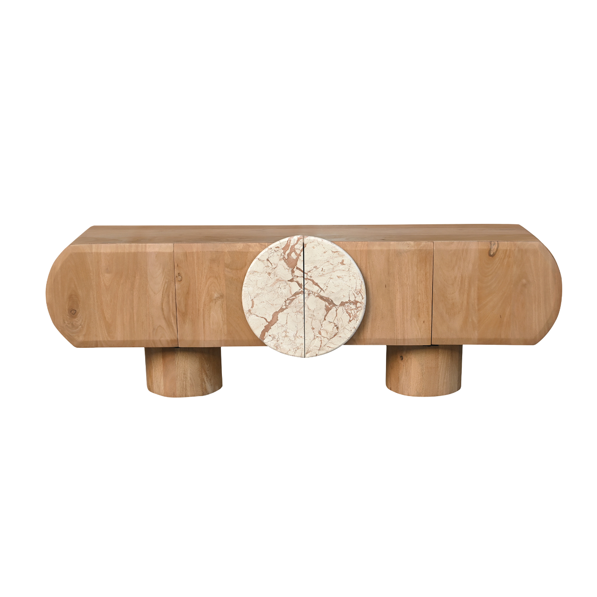 Meuble TV en bois de manguier et en marbre Orinelle