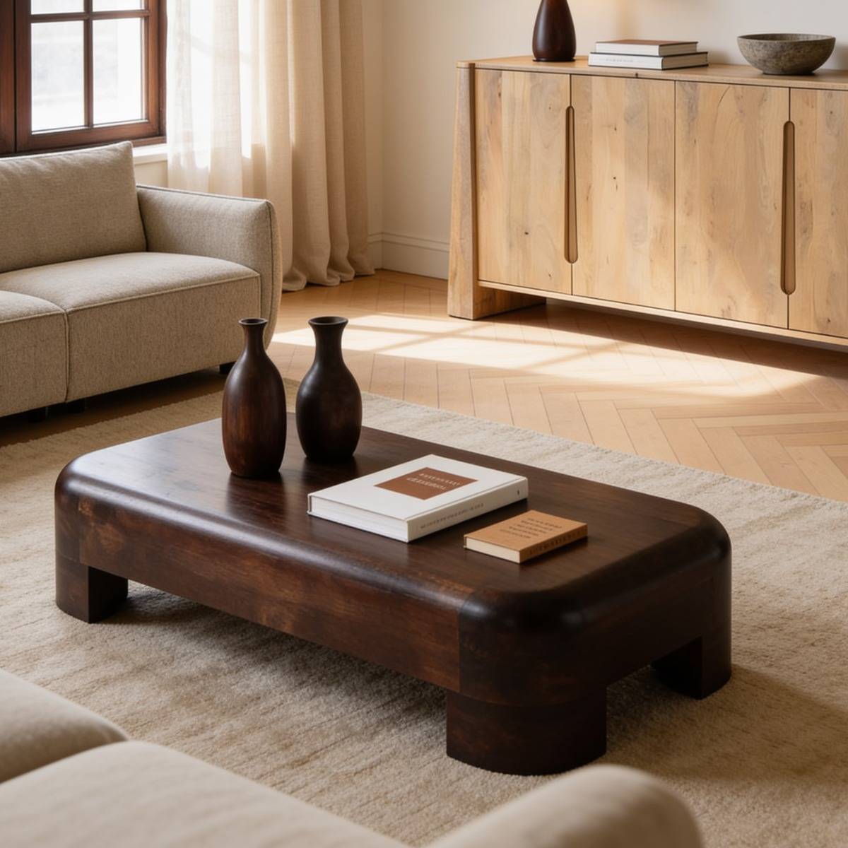 Table basse en bois de manguier foncé Alanah
