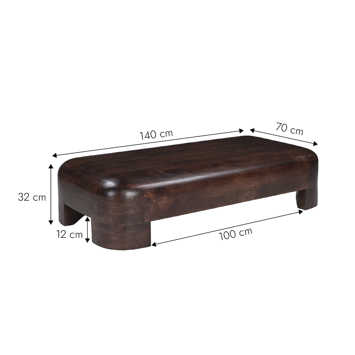 Table basse en bois de manguier foncé Alanah