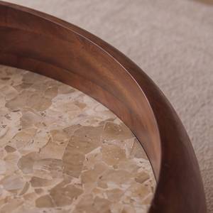 Table basse ronde en bois de manguier et en marbre Agnès