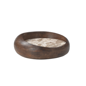 Table basse ronde en bois de manguier et en marbre Agnès