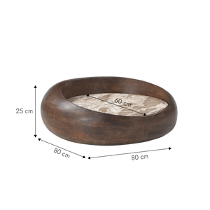 Table basse ronde en bois de manguier et en marbre Agnès