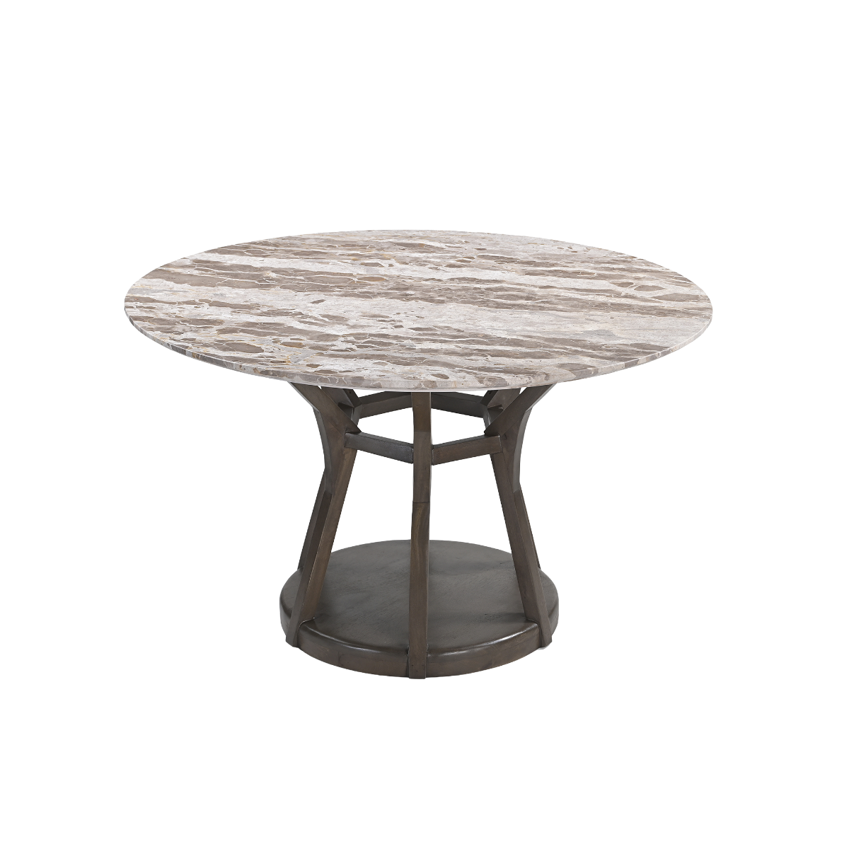 Table à manger ronde en bois de manguier et en marbre Zélia