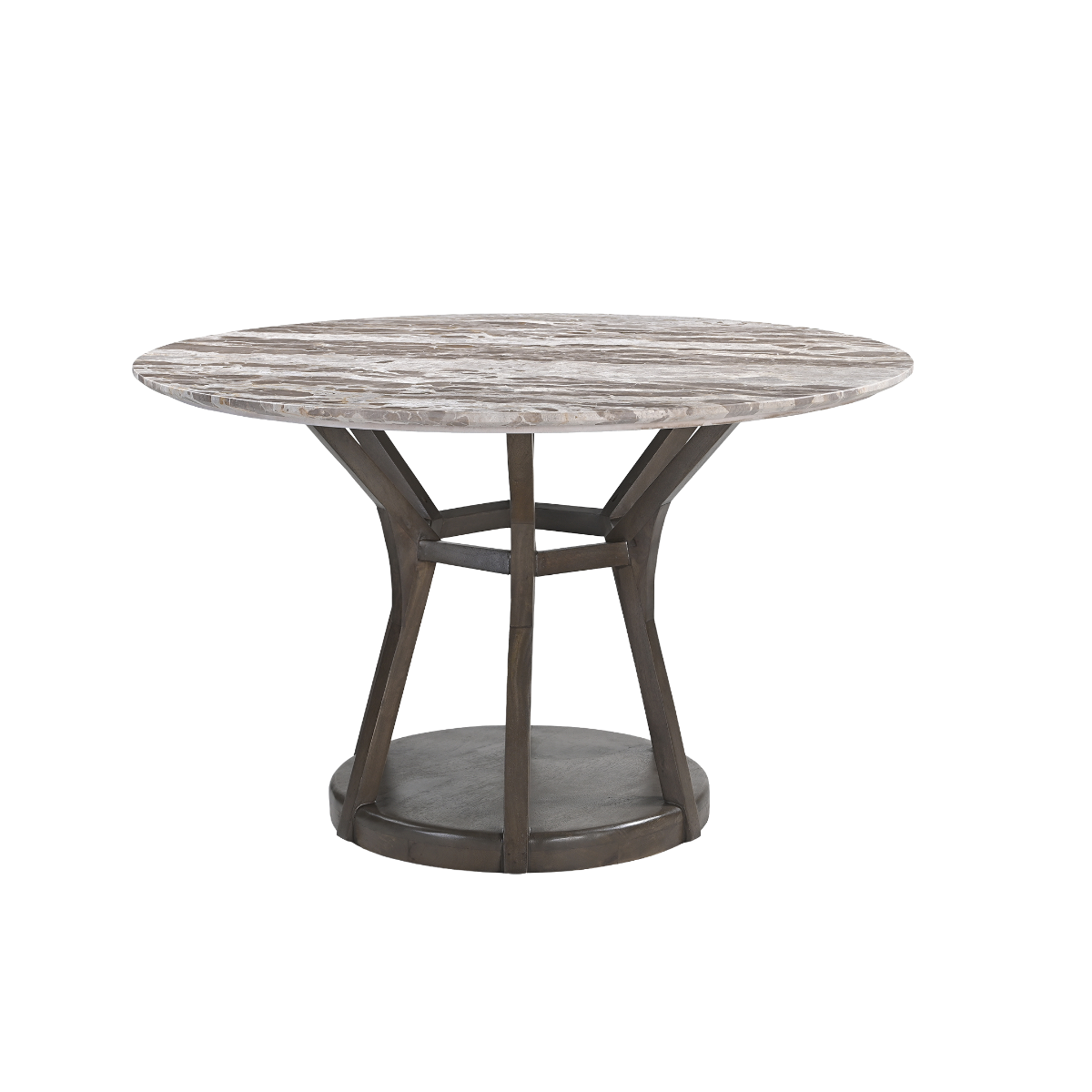Table à manger ronde en bois de manguier et en marbre Zélia