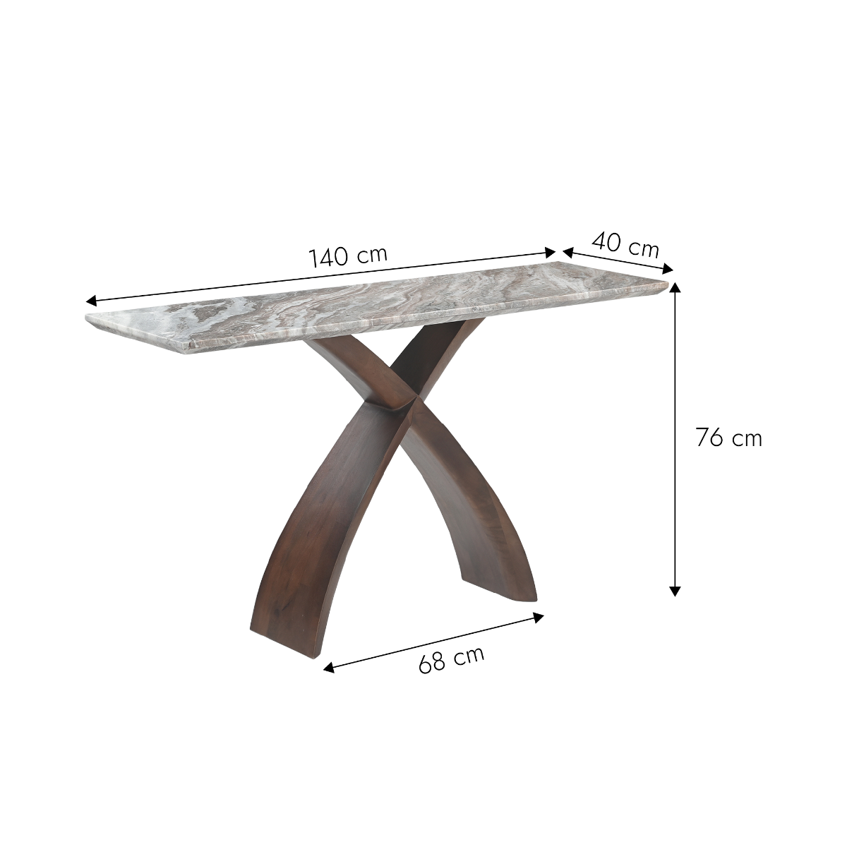 Console en bois de manguier et en marbre Zélia