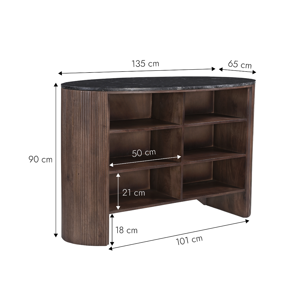 Meuble bar en bois de manguier et en marbre Néraly