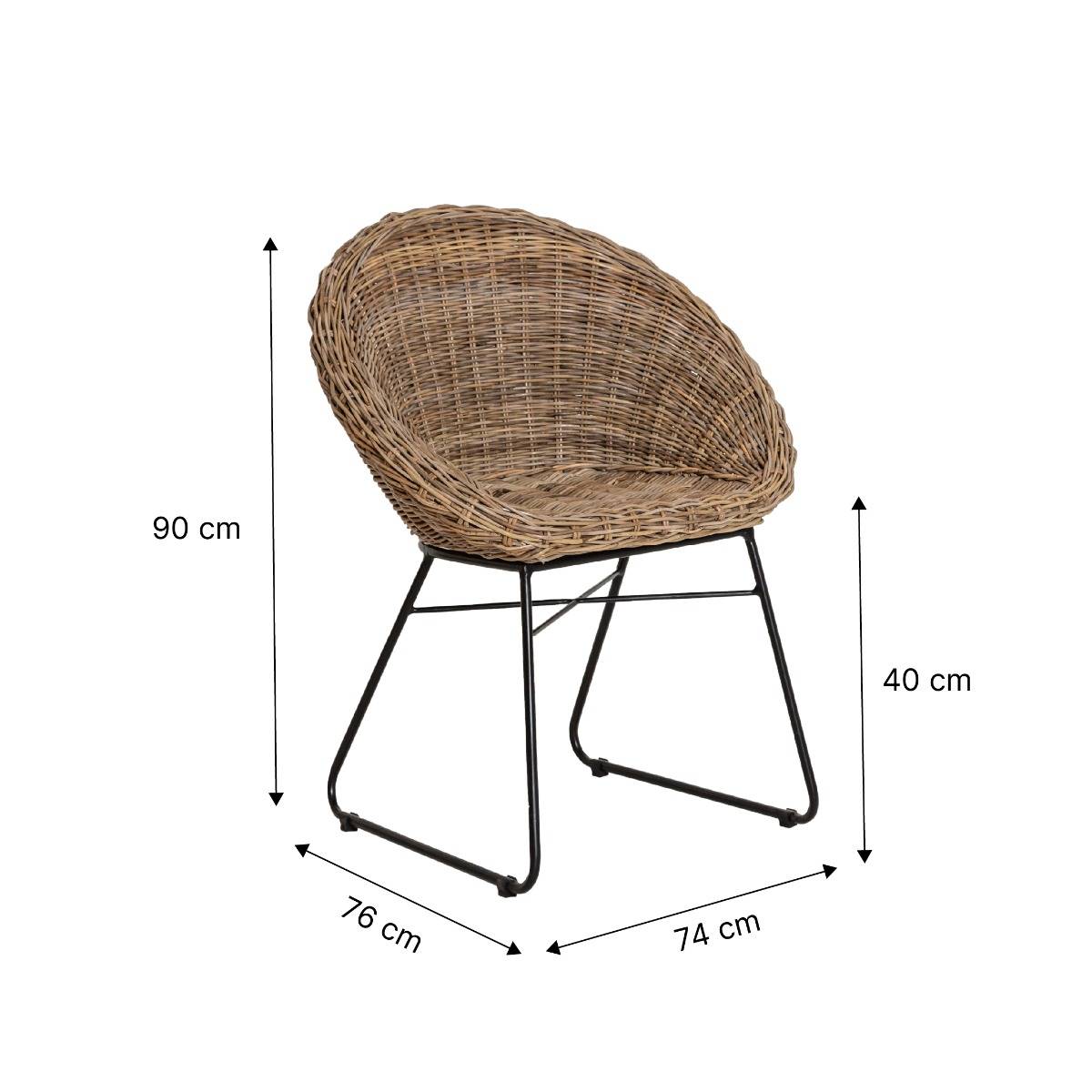 Chaise en rotin et métal Amael (lot de 2)