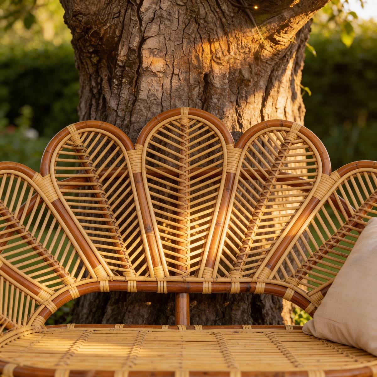 Banquette fleur de jardin en rotin Rattan