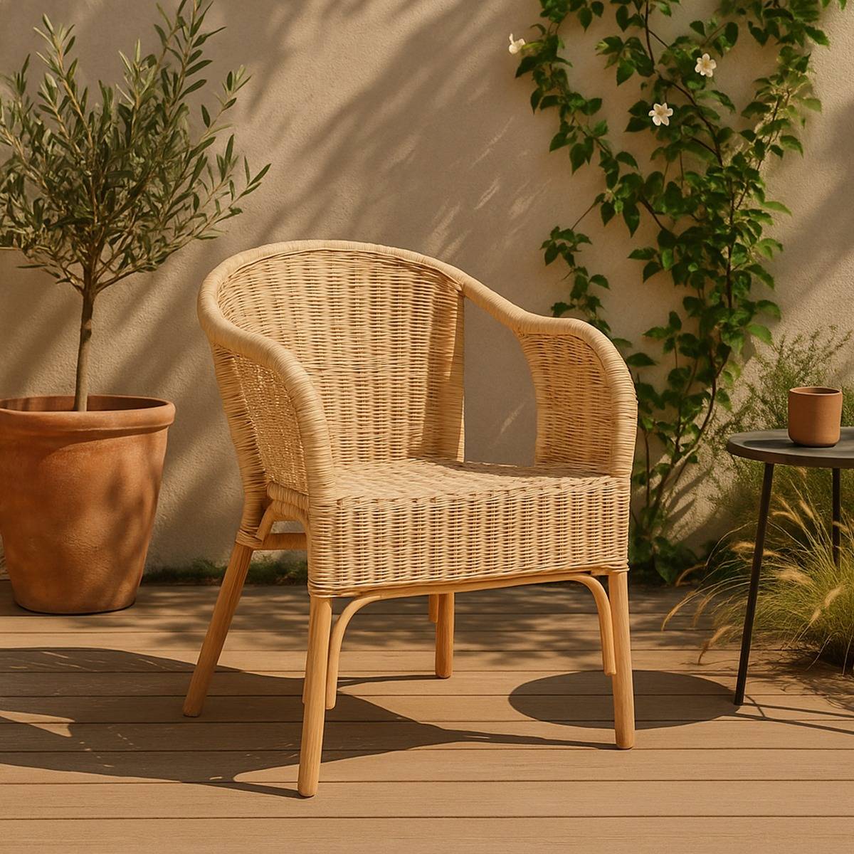 Fauteuil de jardin en rotin Nohan