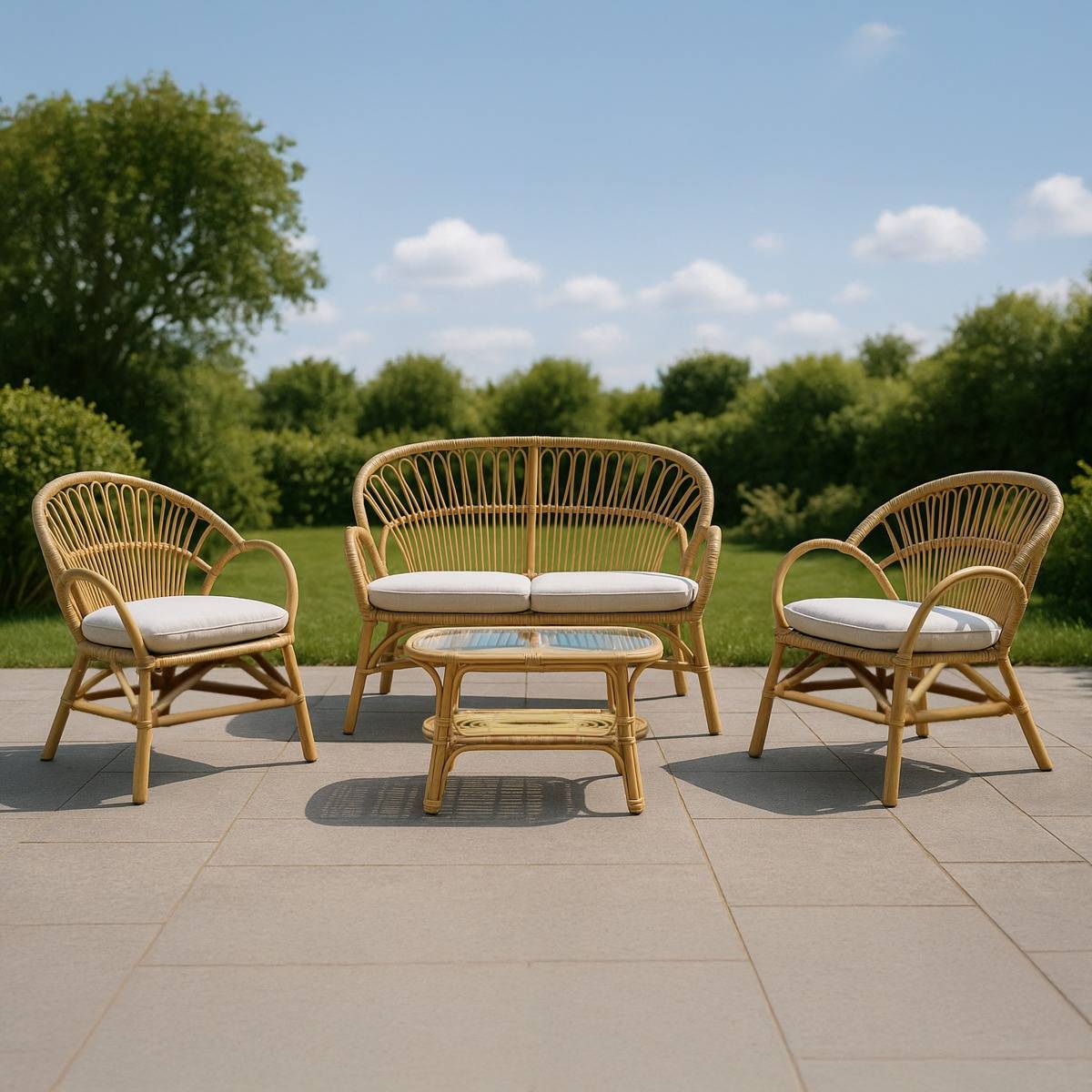 Salon de jardin arrondi en rotin Rattan