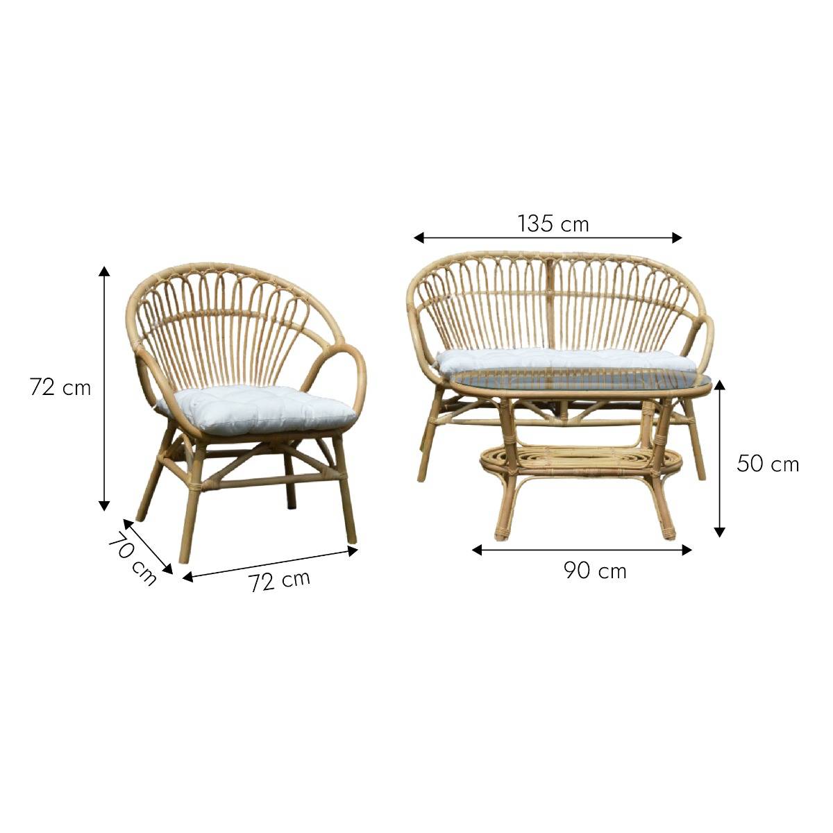 Salon de jardin arrondi en rotin Rattan