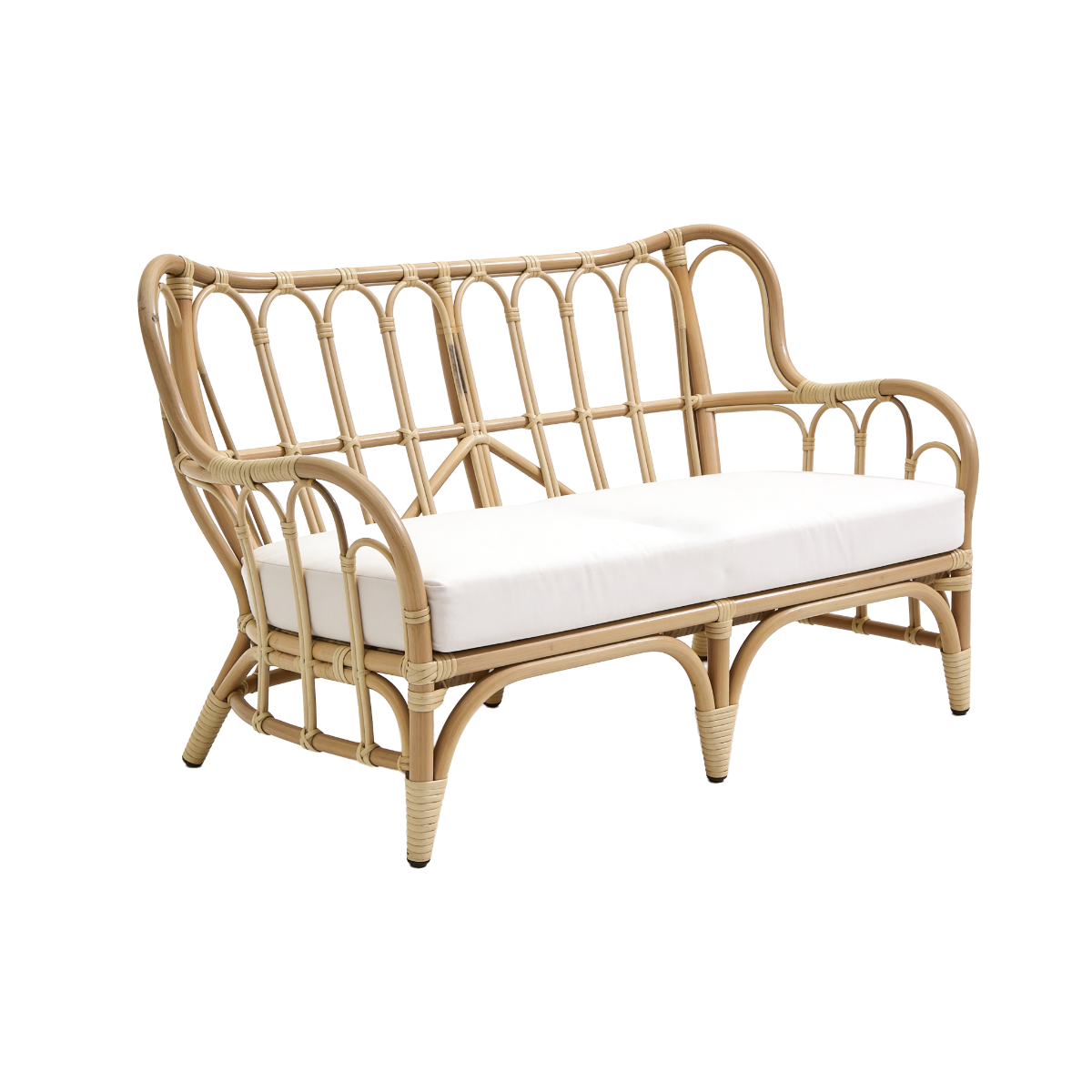 Salon de jardin en rotin et tissu blanc Rattan