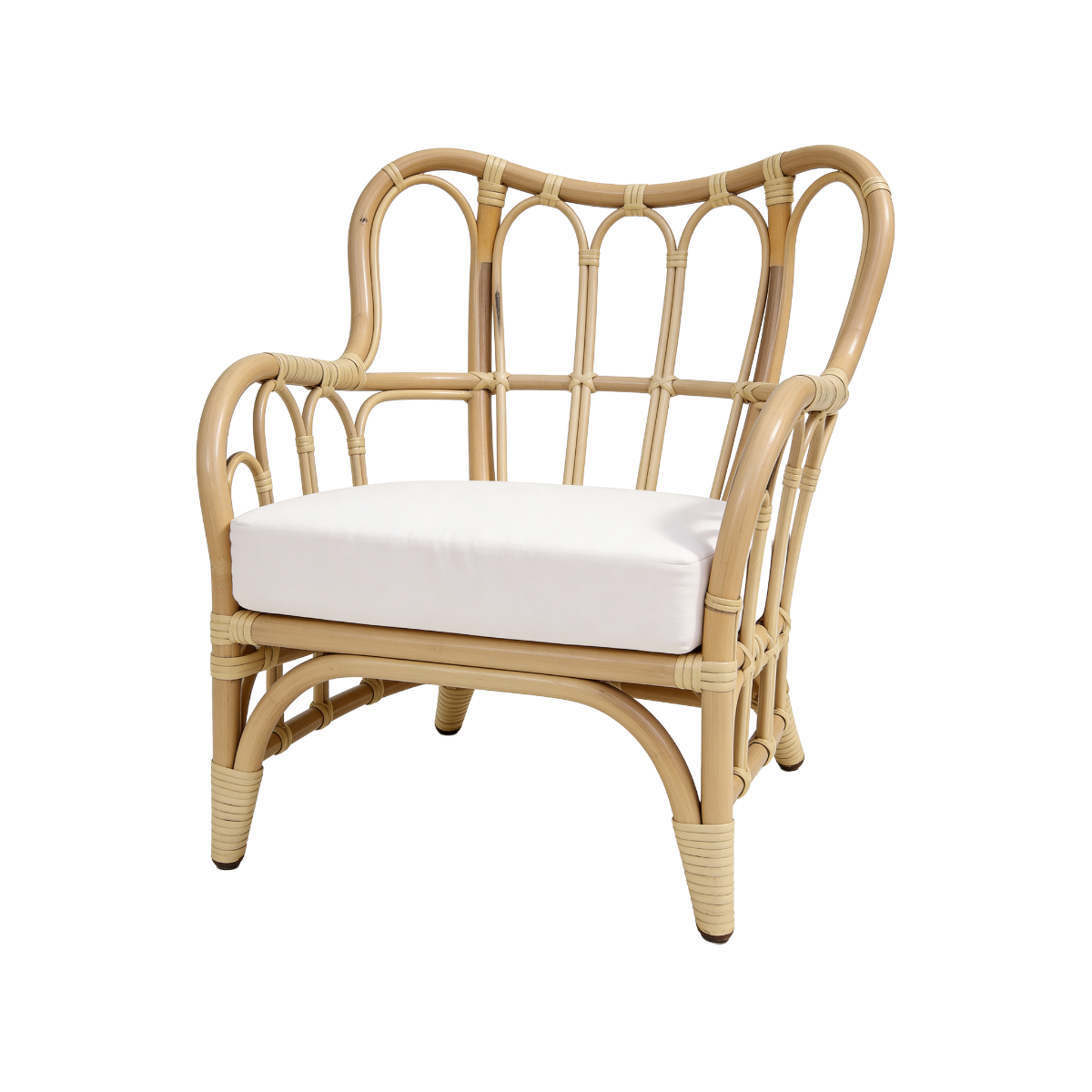 Salon de jardin en rotin et tissu blanc Rattan