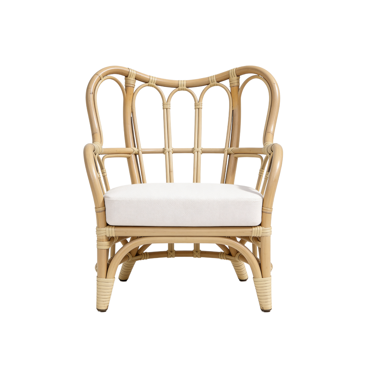 Salon de jardin en rotin et tissu blanc Rattan