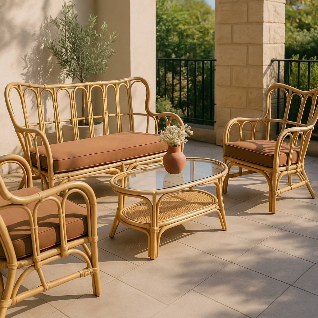 Salon de jardin en rotin terracotta Rattan
