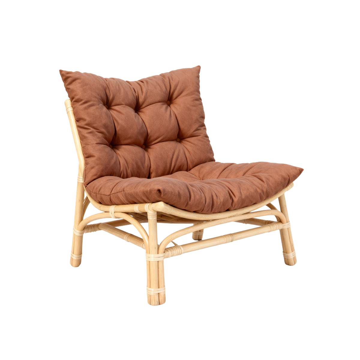 Salon de jardin en rotin avec coussins terracotta Rattan