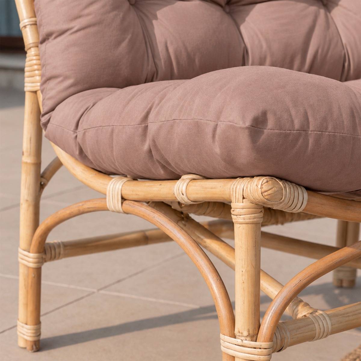 Salon de jardin en rotin avec coussins taupe Rattan