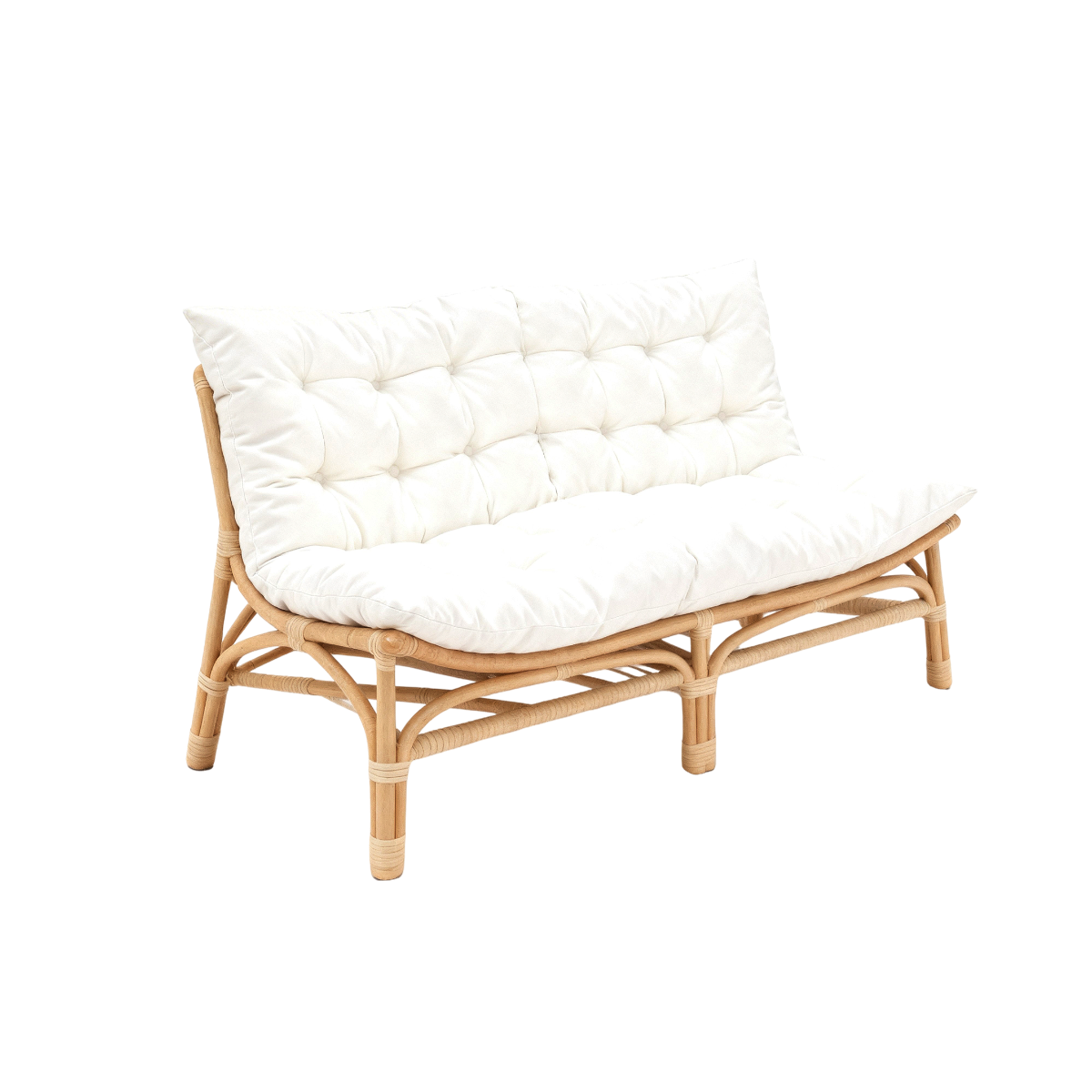 Salon de jardin en rotin avec coussins blancs Rattan