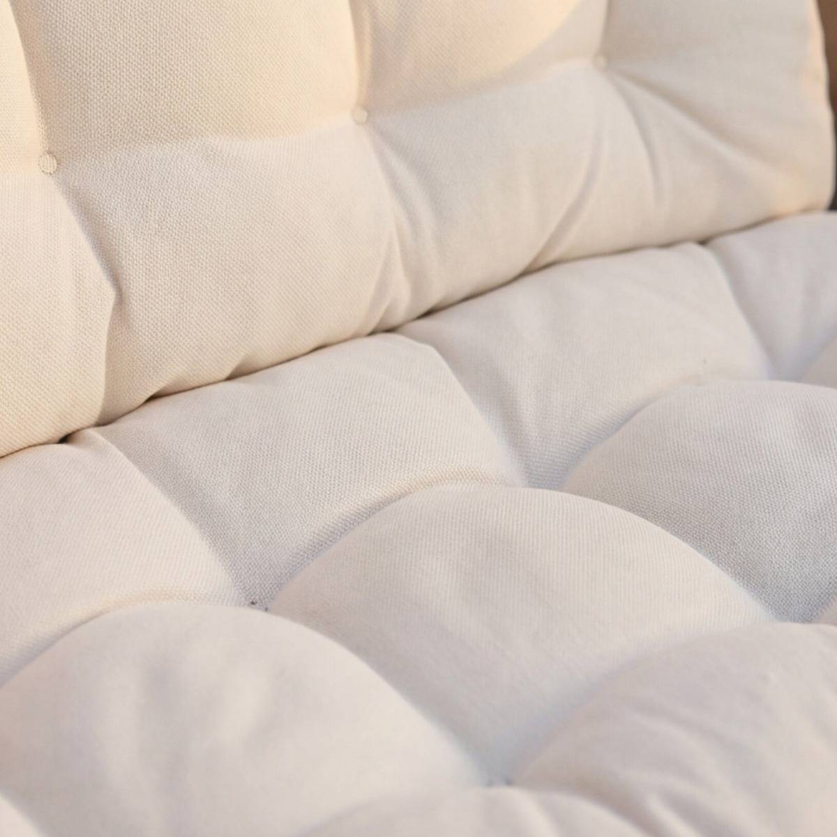 Salon de jardin en rotin et tissu blanc 4 places Rattan