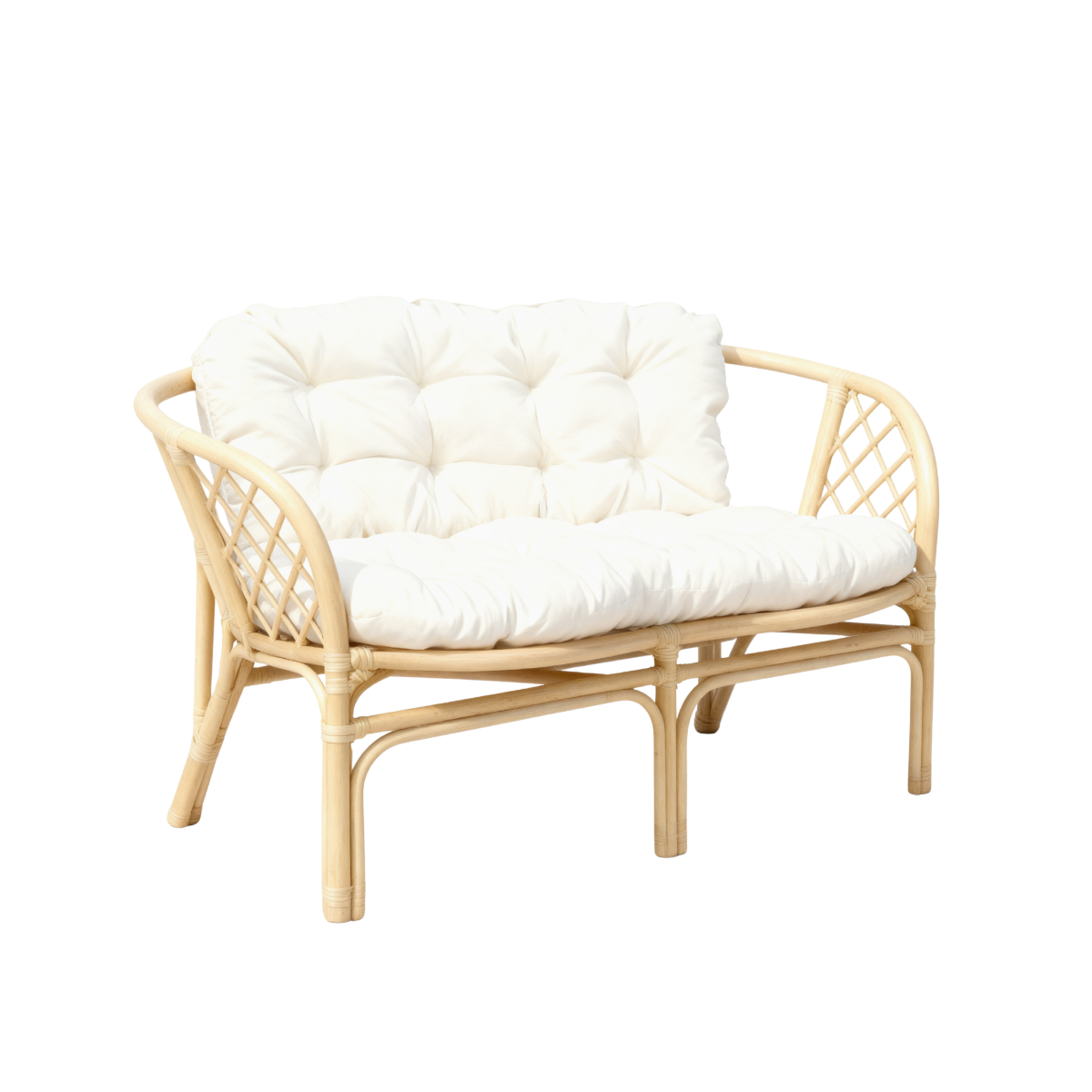 Salon de jardin en rotin et tissu blanc 4 places Rattan