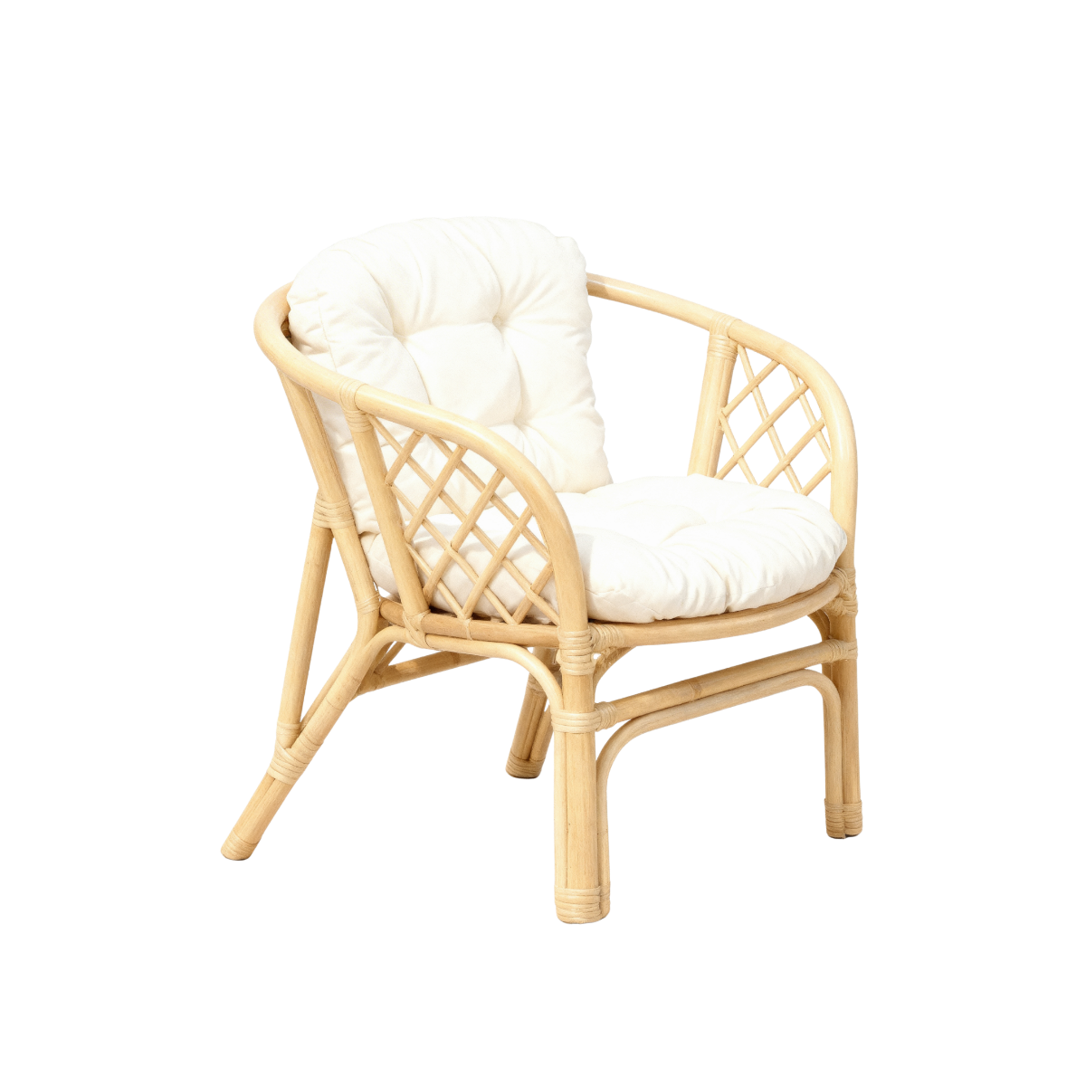 Salon de jardin en rotin et tissu blanc 4 places Rattan