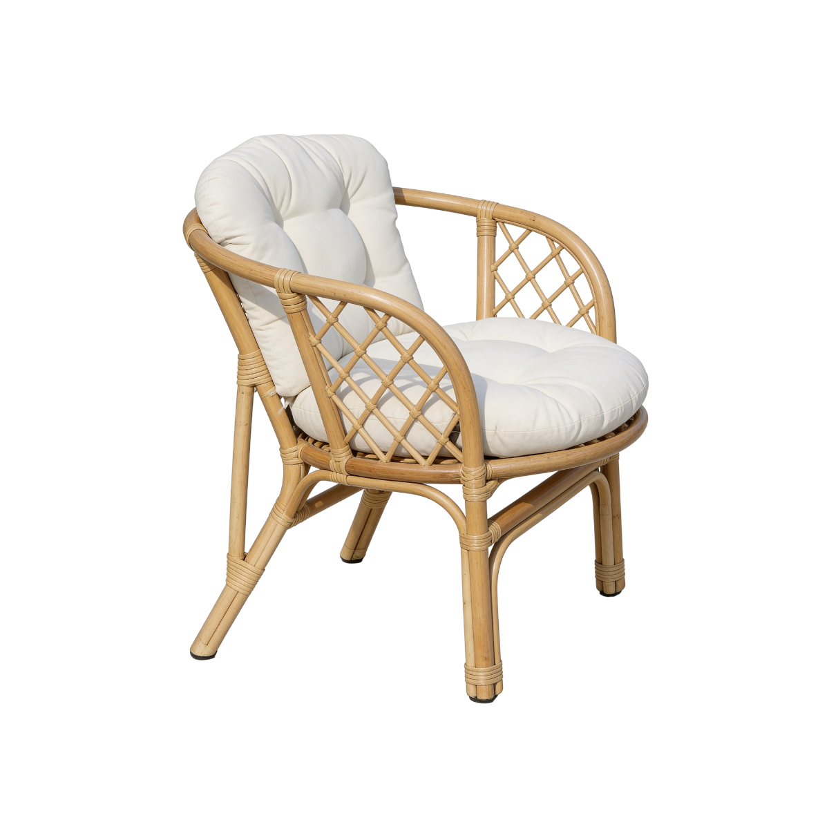 Salon de jardin en rotin et tissu blanc 4 places Rattan
