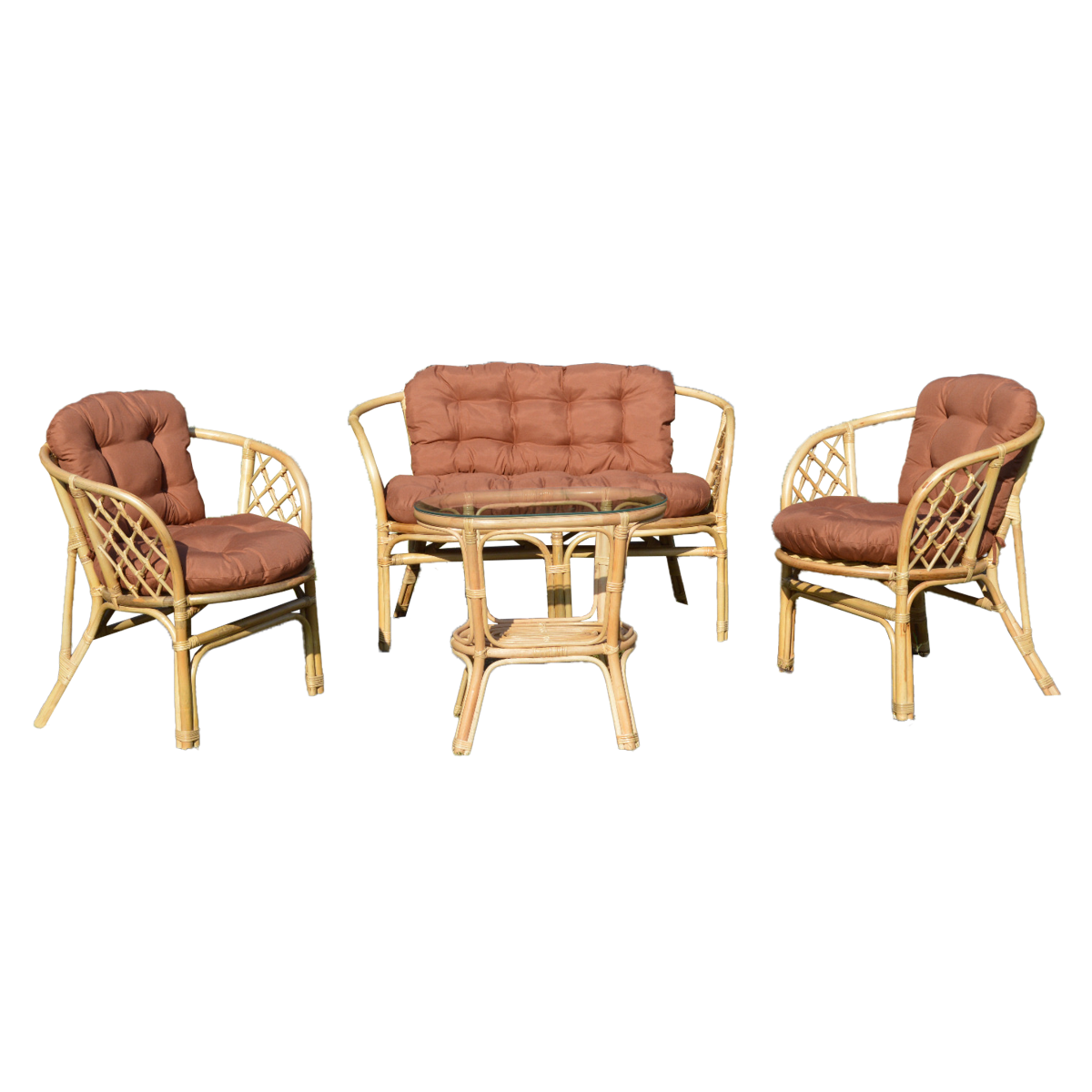 Salon de jardin en rotin terracotta 4 places Rattan
