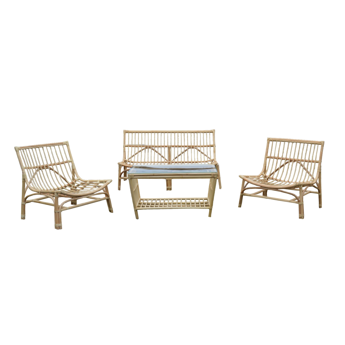 Salon de jardin en rotin sans coussin Rattan