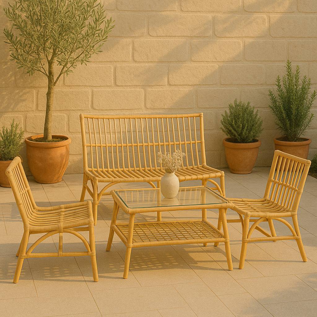 Salon de jardin en rotin sans coussin Rattan