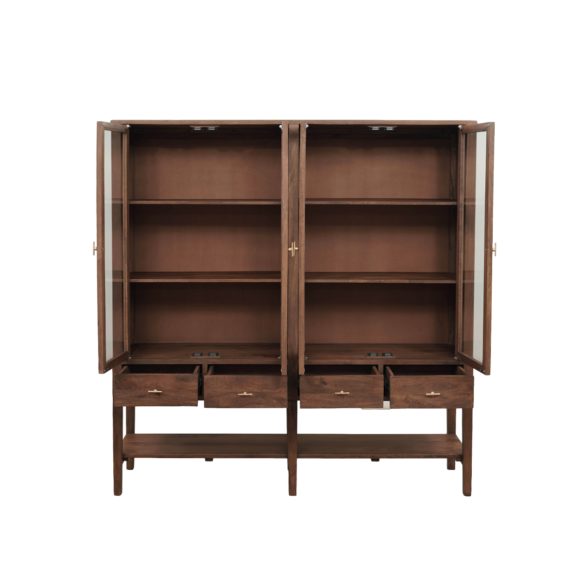 Vitrine 4 portes en bois de manguier Gustave