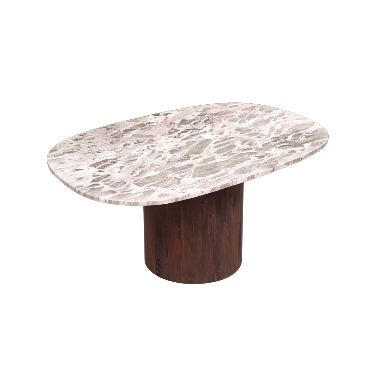 Table à manger en bois de manguier et en marbre Agnès
