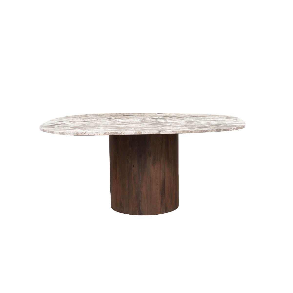 Table à manger en bois de manguier et en marbre Agnès