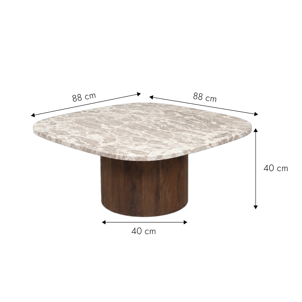 Table basse en bois de manguier et en marbre Agnès