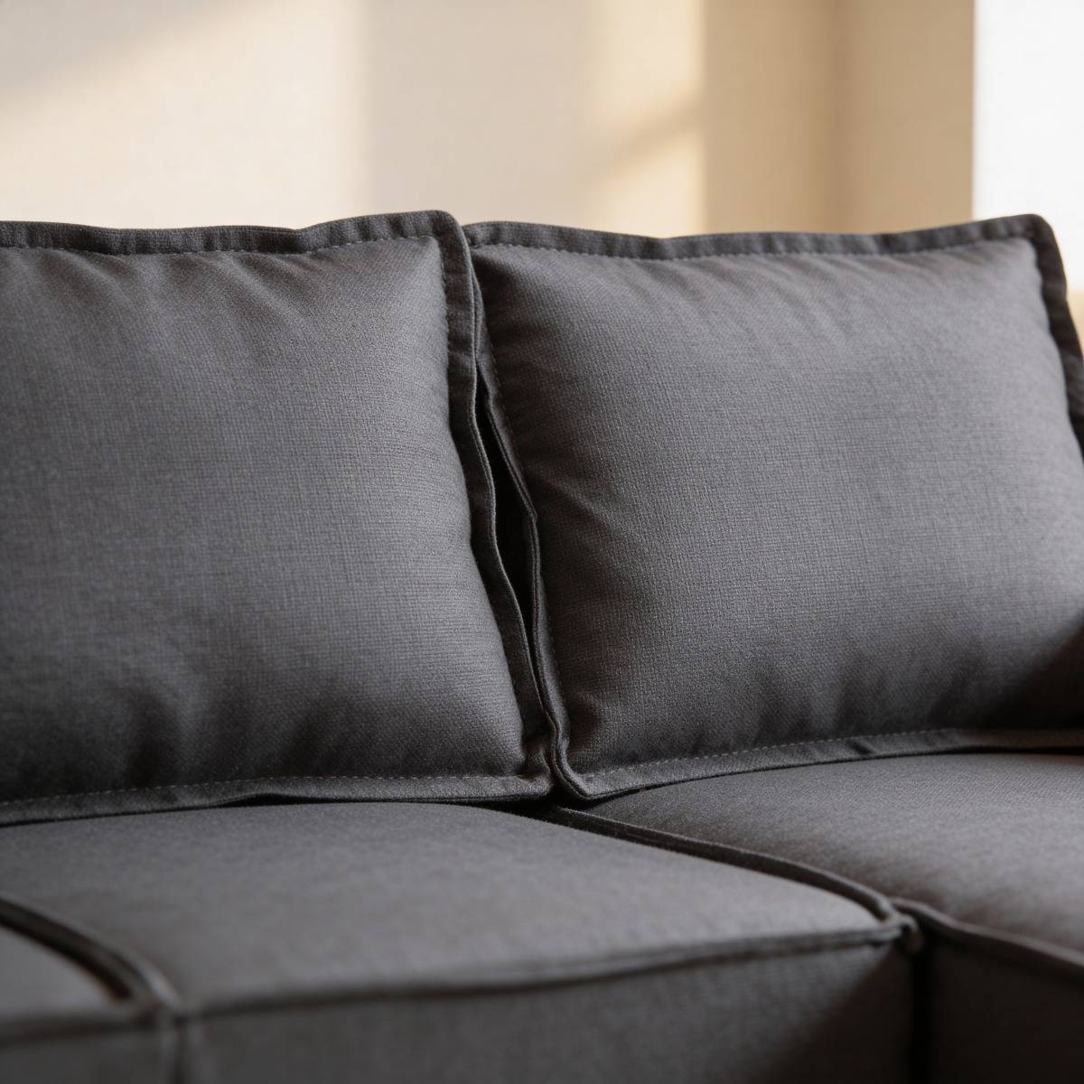 Canapé d'angle droit convertible 4 places en tissu gris Paris