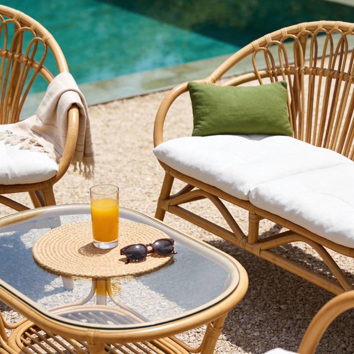 Salon de jardin arrondi en rotin Rattan