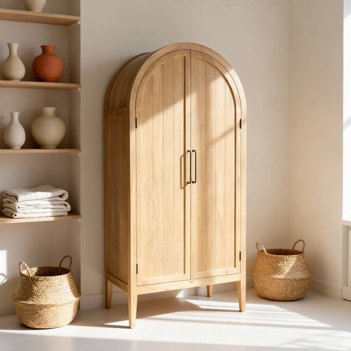 Armoire arrondie en bois de orme Alicia