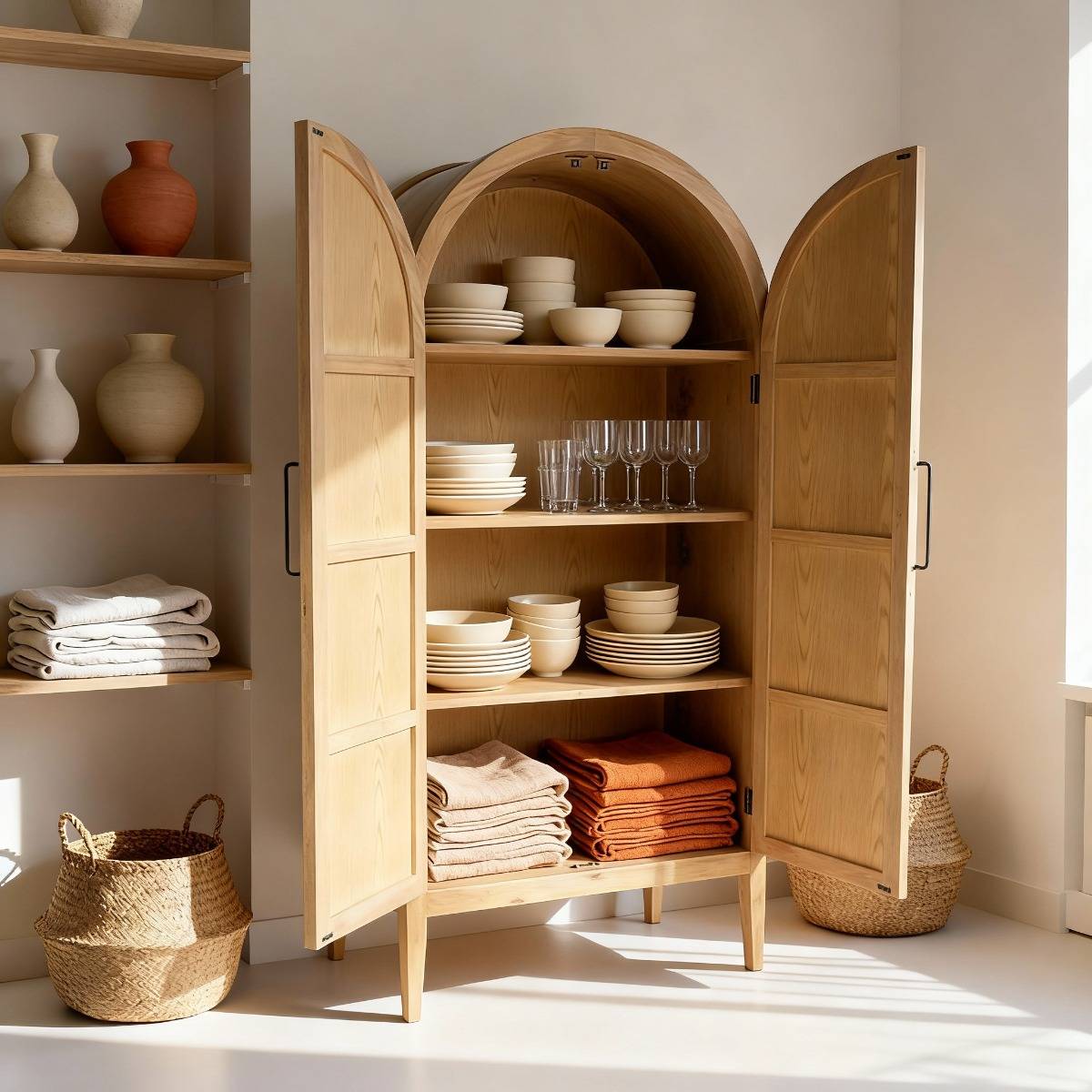 Armoire arrondie en bois de orme Alicia