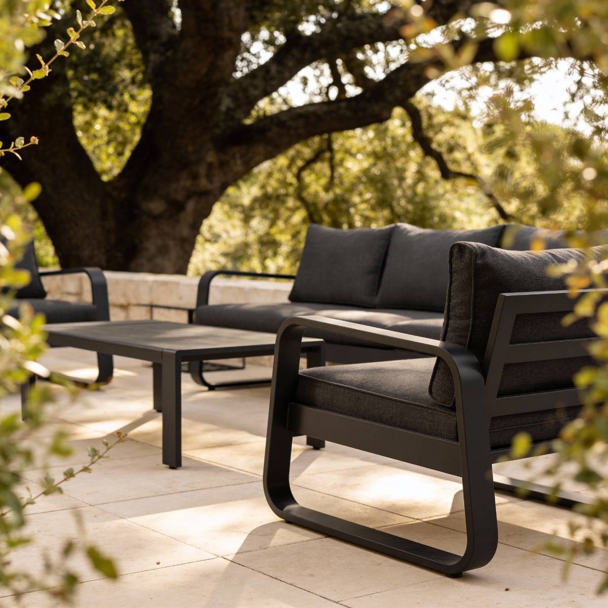 Salon de jardin 5 places gris foncé Auguste