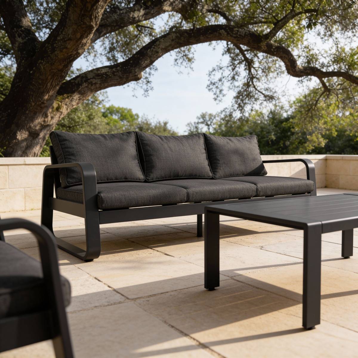 Salon de jardin 5 places gris foncé Auguste