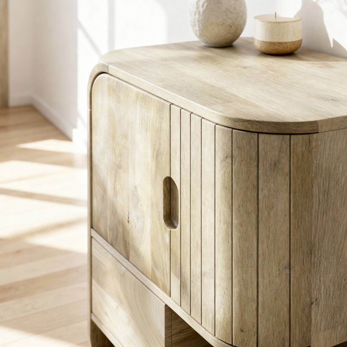 Buffet haut en bois de manguier clair Yoni