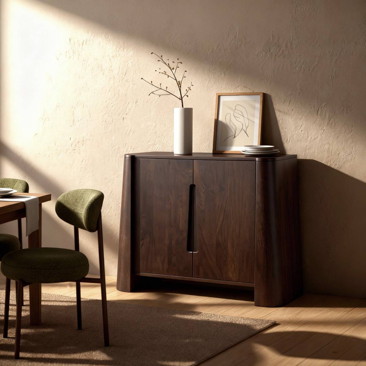 Buffet haut en bois de manguier foncé Liriel