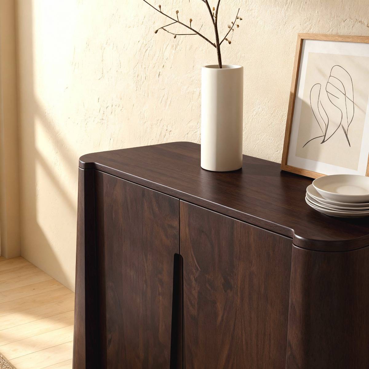 Buffet haut en bois de manguier foncé Liriel