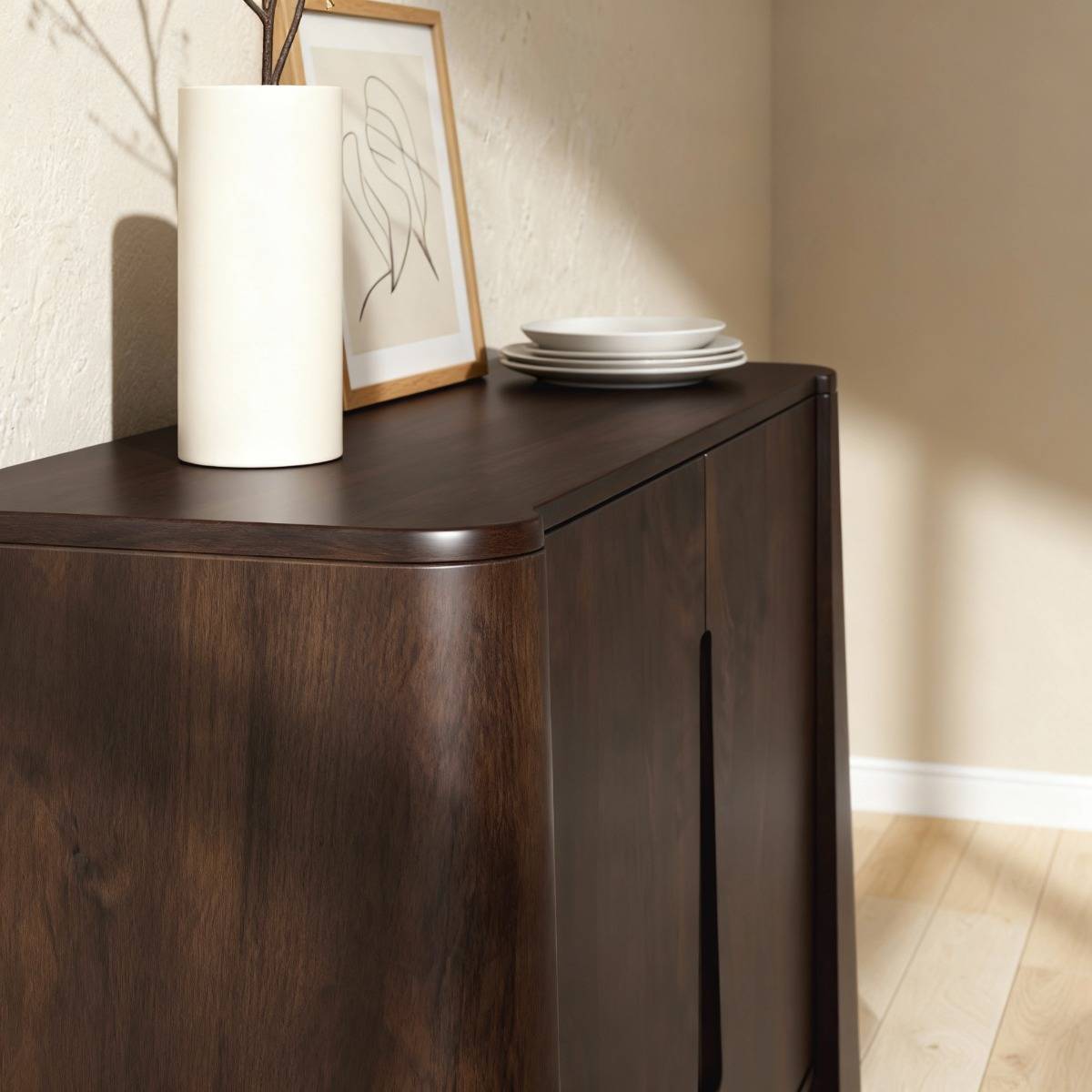 Buffet haut en bois de manguier foncé Liriel