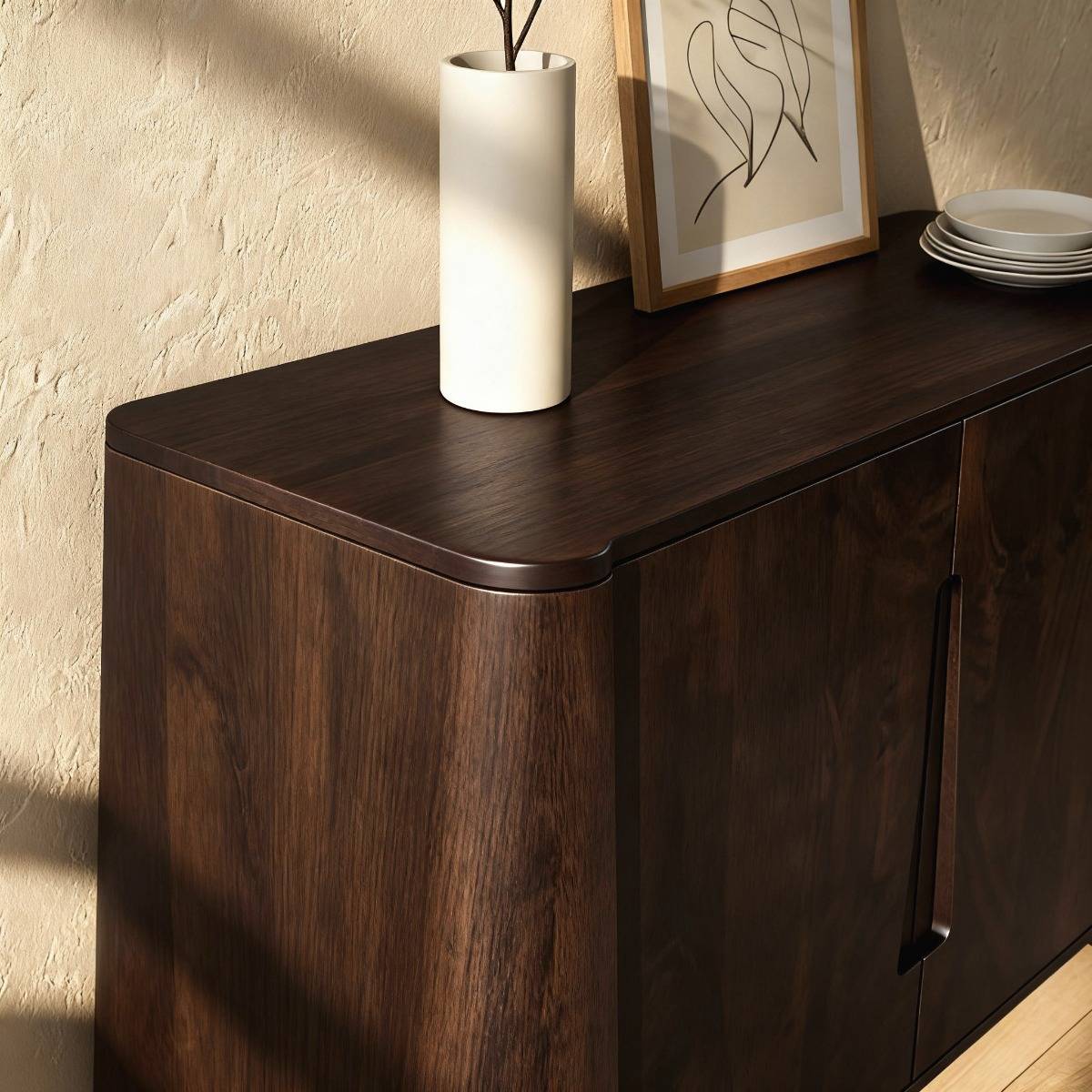 Buffet haut en bois de manguier foncé Liriel