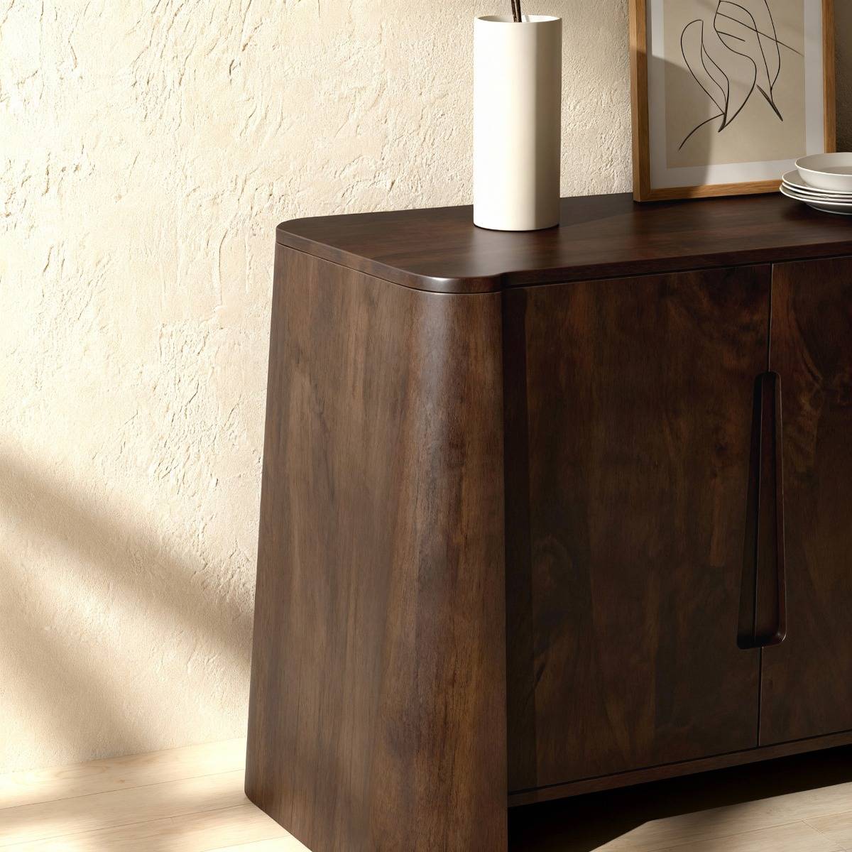 Buffet haut en bois de manguier foncé Liriel