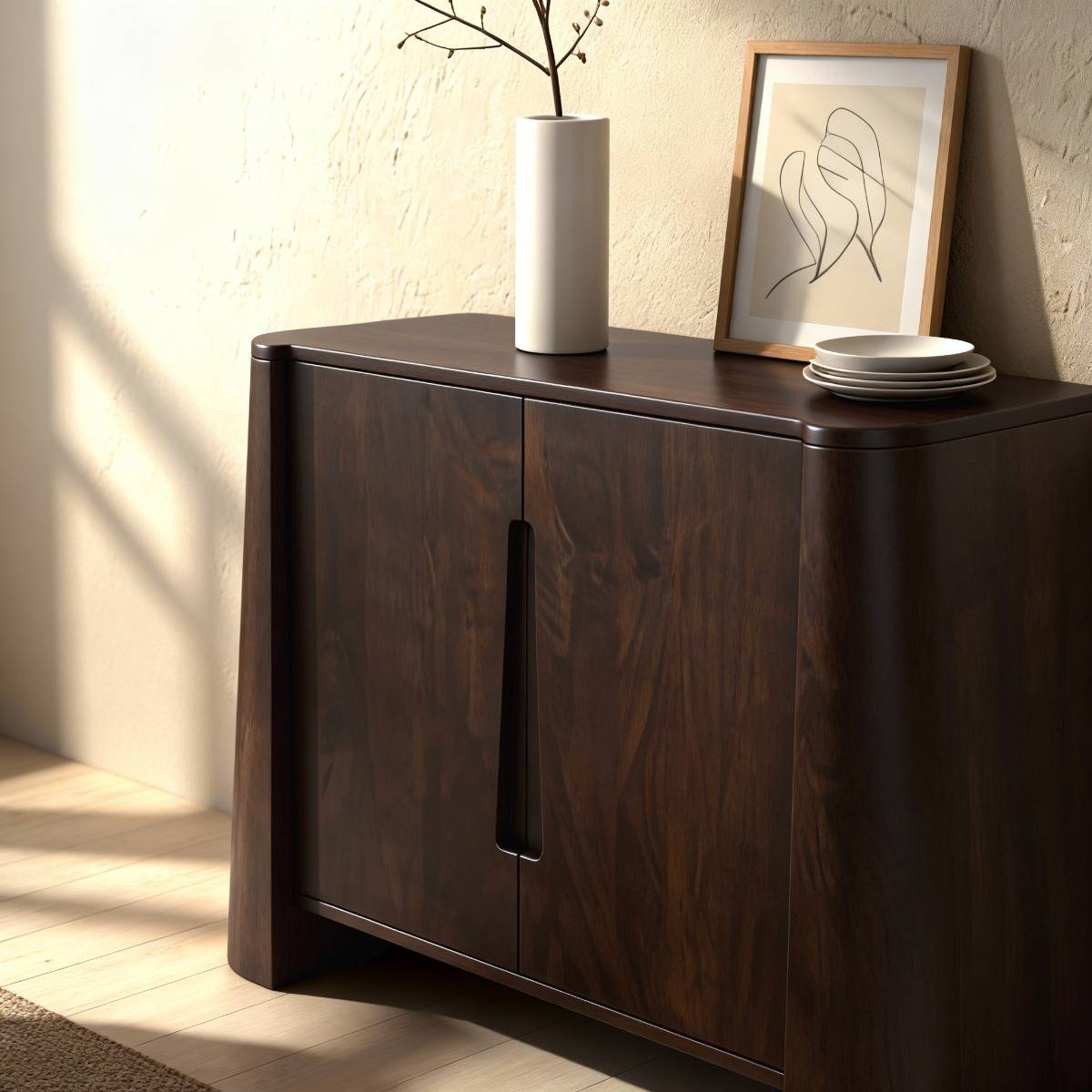 Buffet haut en bois de manguier foncé Liriel